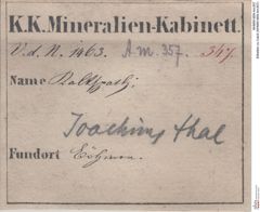 Etiketten zu Calcit (NHMW-MIN-Am357)